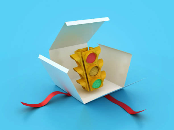 3D交通灯与礼盒图片下载