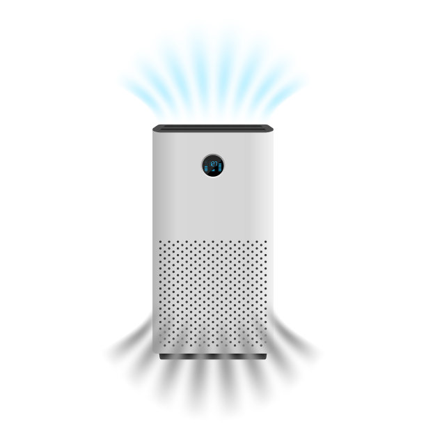 空气净化器与数字屏幕隔离在白色背景，矢量插图图片下载