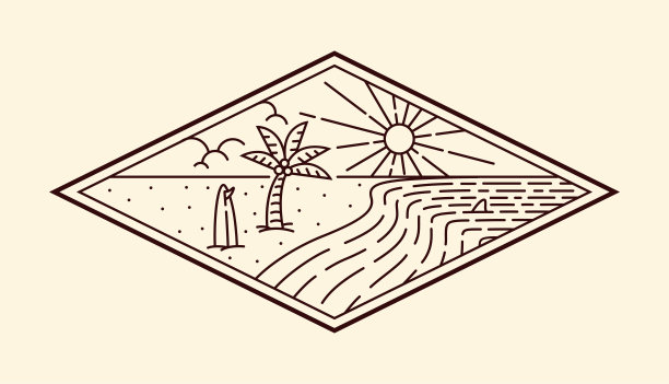 自然景观线条艺术矢量模板图片下载