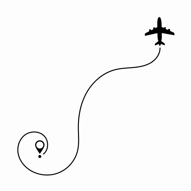 飞机路线飞机路径。旅行的概念。飞机跟踪。矢量插图在一个孤立的白色背景。图片下载