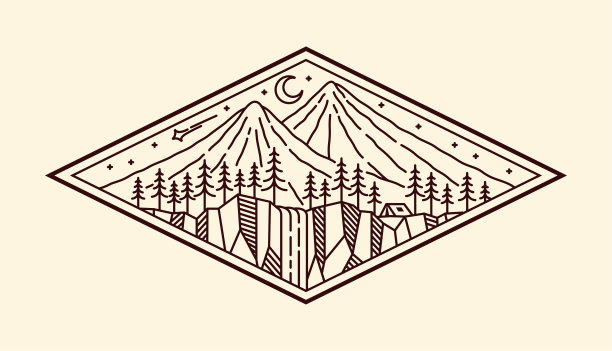 自然景观线条艺术矢量模板图片下载