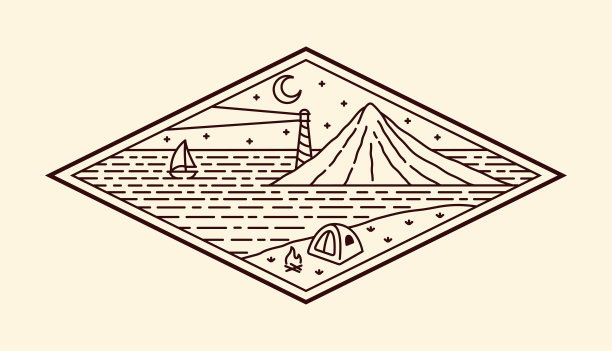 自然景观线条艺术矢量模板图片下载