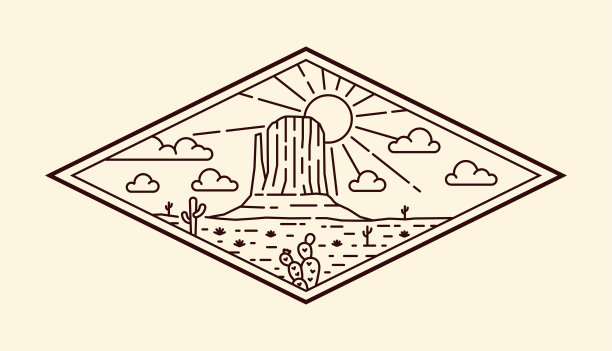 自然景观线条艺术矢量模板图片下载