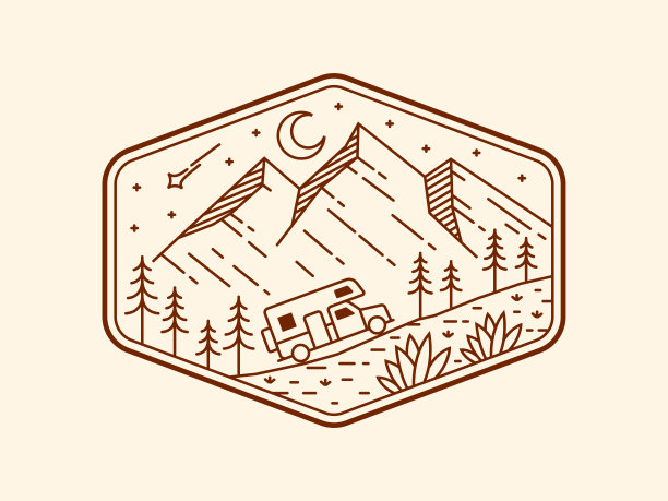 美丽的自然线条艺术矢量模板图片下载