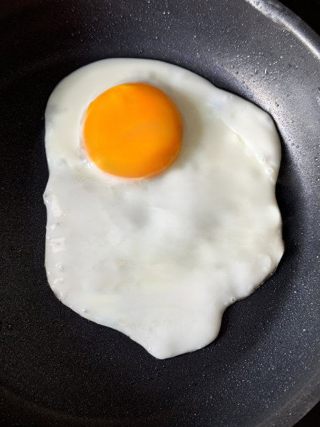 全画幅图片，在不粘锅里煎鸡蛋，从高处看图片下载