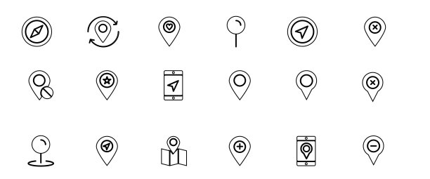 设置位置引脚图标符号标志隔离在透明的背景，地图图标图片下载