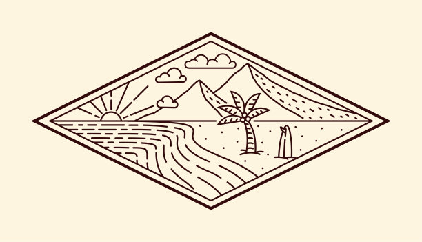 自然景观线条艺术矢量模板图片下载