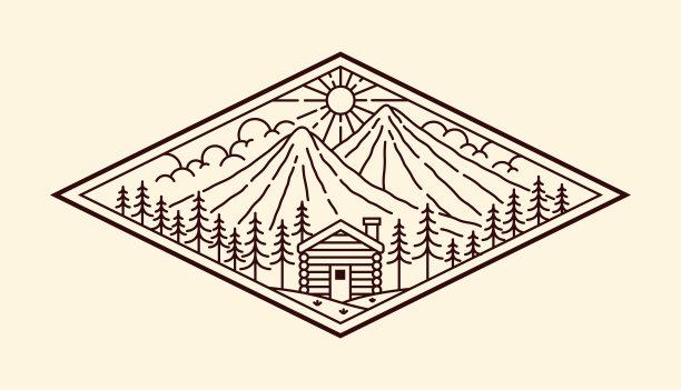 自然景观线条艺术矢量模板图片下载