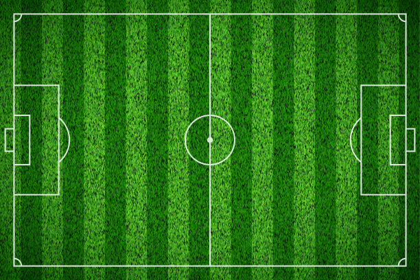 足球草地俯视图。绿色的球场。棒球或足球的运动场。逼真的草皮纹理背景。体育比赛、竞赛、冠军的场所。矢量图图片下载