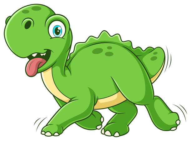 恐龙奔跑的卡通插画图片下载