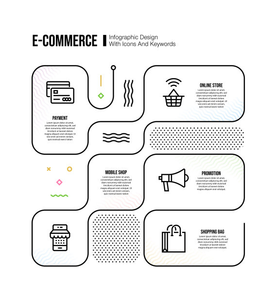 信息图表设计模板与电子商务关键字和图标图片下载