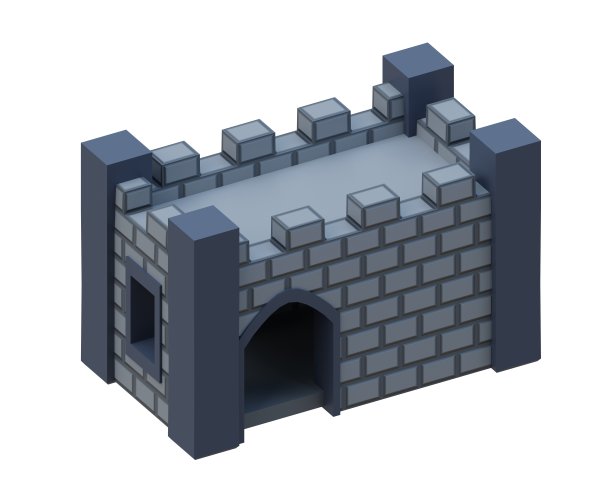 灰砖中世纪建筑等长风格堡垒。3 d渲染。图片下载