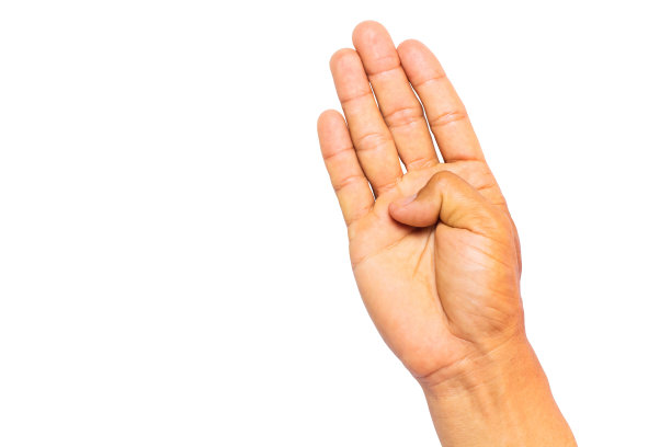 手做四个手指的手势孤立在白色的背景图片下载