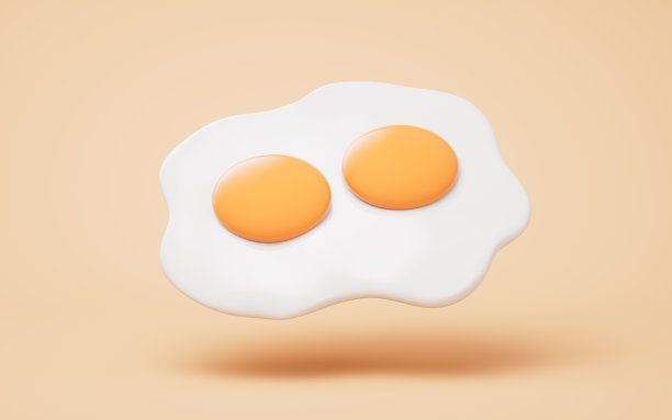 卡通风格的煎蛋，3d渲染。图片下载