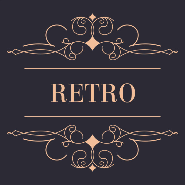 复古的装饰标志与线和漩涡矢量图片下载