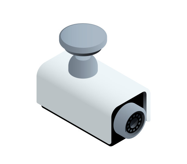 等距安全摄像头。用于视频监视和监控的设备或装置。图标与闭路电视的安全和犯罪保护。三维真实感矢量插图图片下载