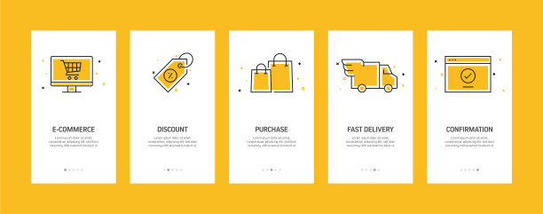 电子商务，在线购物，数字营销概念用户体验，用户界面设计模板矢量插图图片下载