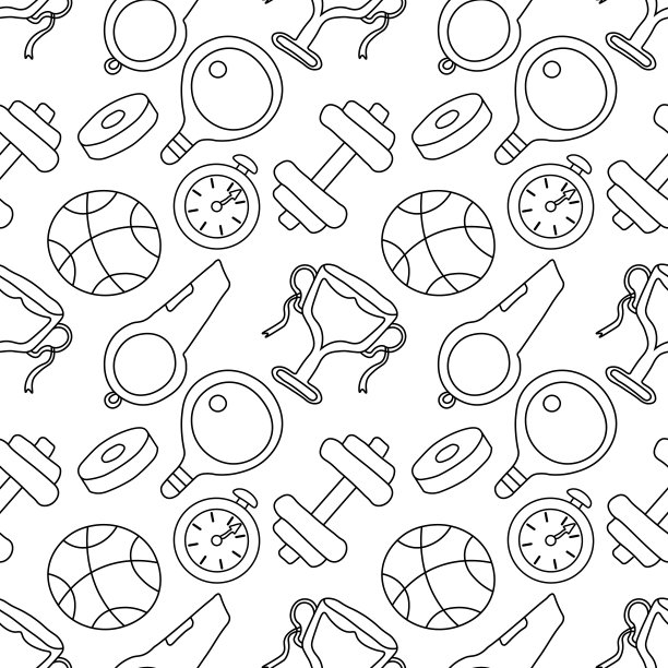 无缝运动模式。背景与体育图标。涂鸦运动插画图片下载
