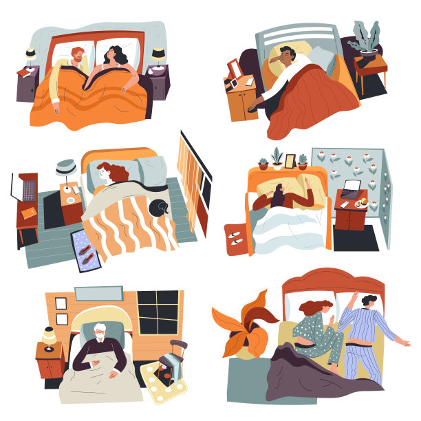 在家里的床上睡觉的人，有老有少图片下载