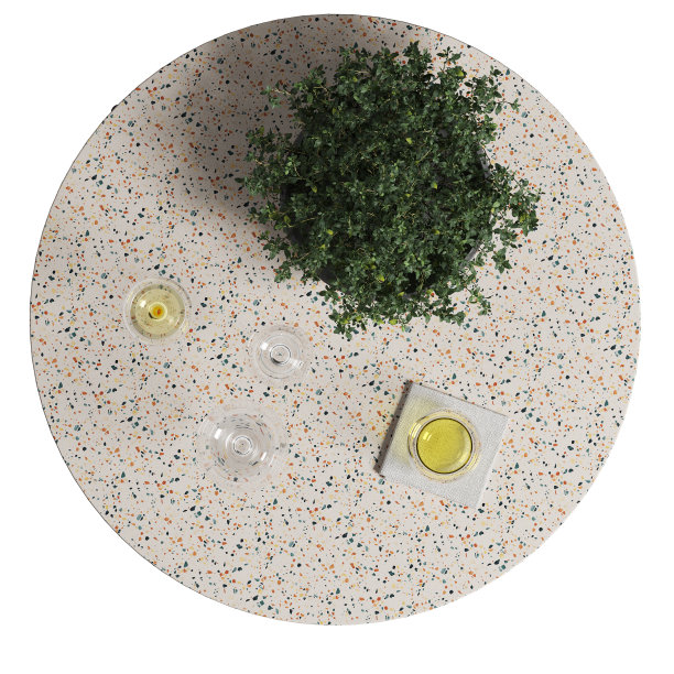 水磨石咖啡桌的俯视图图片下载