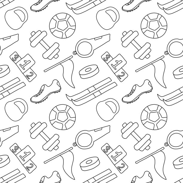无缝运动模式。背景与体育图标。涂鸦运动插画图片下载