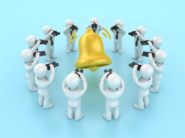 带着双筒望远镜的卡通商务人士的通知铃图片下载