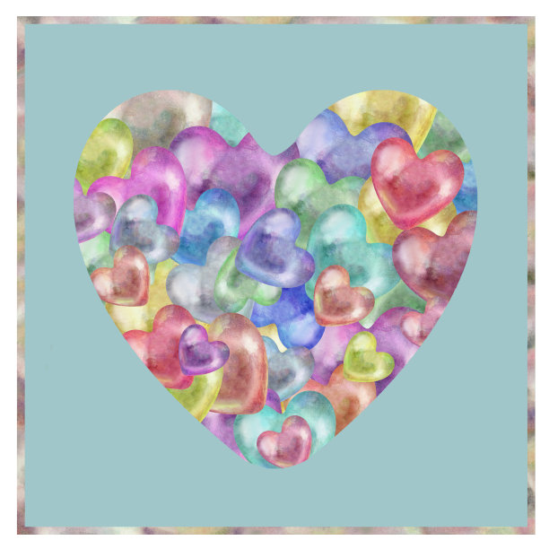 透明多色彩虹珍珠心。水彩插图为模板的情人节，婚礼，爱情室内装饰，手机壁纸，糖果和口香糖，在烹饪，酒精，炼金术，魔术图片下载