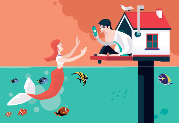 在家里邮箱里看智能手机的美人鱼交流宅男图片下载