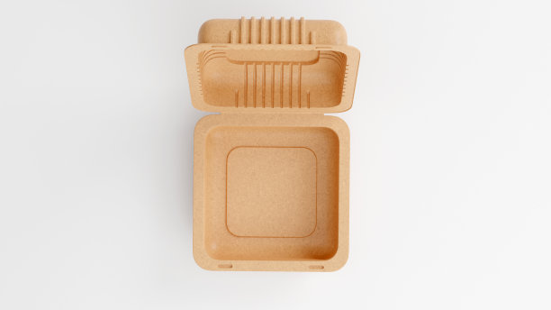 空一次性纸质食品包装托盘，3D渲染图片下载