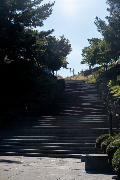 南山公园前的台阶。这是韩国首尔N首尔塔附近的著名步道图片下载