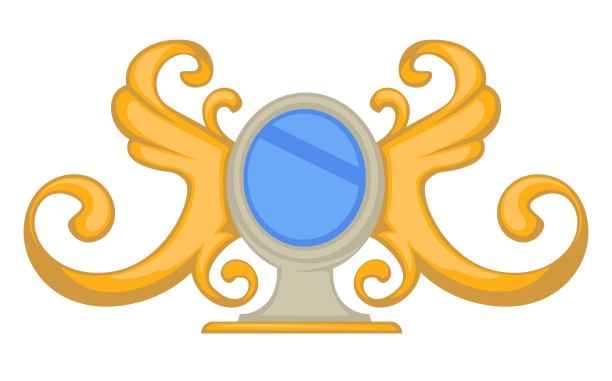 巴洛克风格的镜子在金色的框架与翅膀和漩涡图片下载