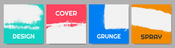 矢量插图。一套彩色油漆涂鸦飞溅框架上透明的背景。设计网页横幅，博客文章，社交网络故事模板，照片覆盖。油漆笔触风格图片下载