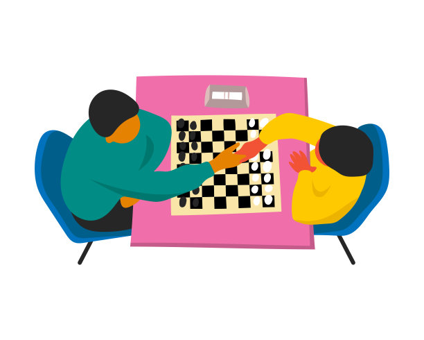 两个棋手在棋盘上握手图片下载