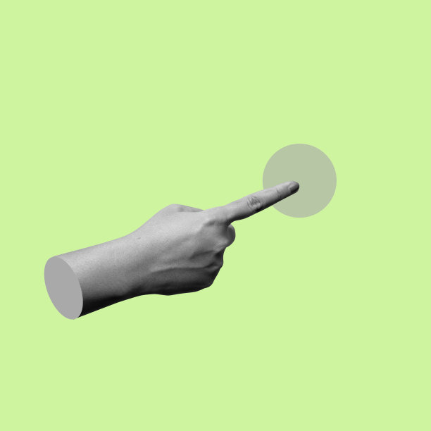 一只手指向绿色背景上的按钮图片下载