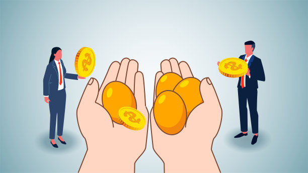 基金投资与理财，投资组合，分散投资，投资选择与投资回报，赚取收益或利润，钱在商人手中，蛋在巨头手中图片下载