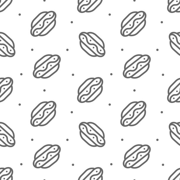 热狗街头食品与面包和香肠无缝模式。图片下载