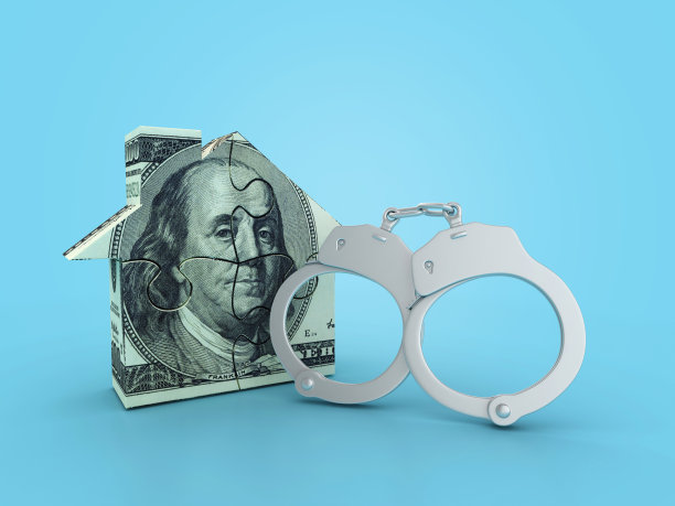 3D手铐与美元拼图屋图片下载