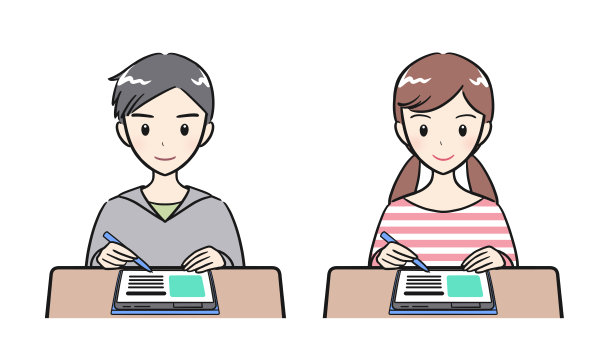 一组小学生在平板电脑上学习的照片图片下载