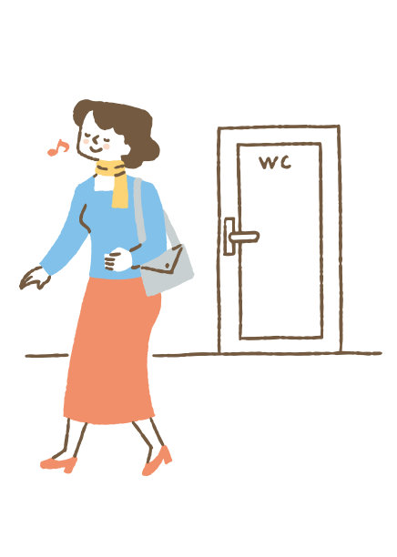 一个女人从厕所里出来，感到精神焕发图片下载