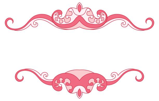 关于爱情的复古线条，粉色和心形线条装饰情人节卡片。图片下载