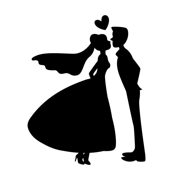 浪漫情侣剪影，热恋情侣亲吻牵手，新婚情侣新郎新娘剪影，新婚情侣新郎新娘剪影图片下载