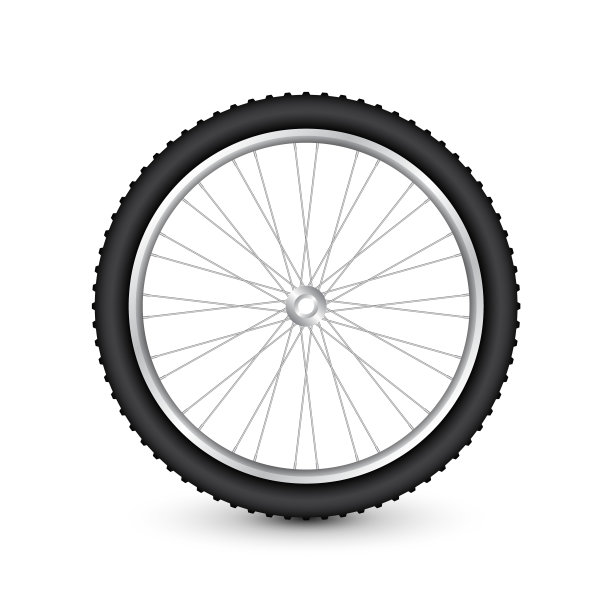现实的3d自行车车轮。自行车橡胶轮胎，闪亮的金属辐条和轮辋。健身自行车，旅游，运动，公路和山地自行车。矢量图图片下载