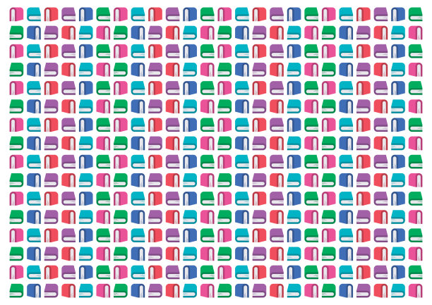 白色背景上的彩色书籍背景。一组矢量彩色书籍图片下载