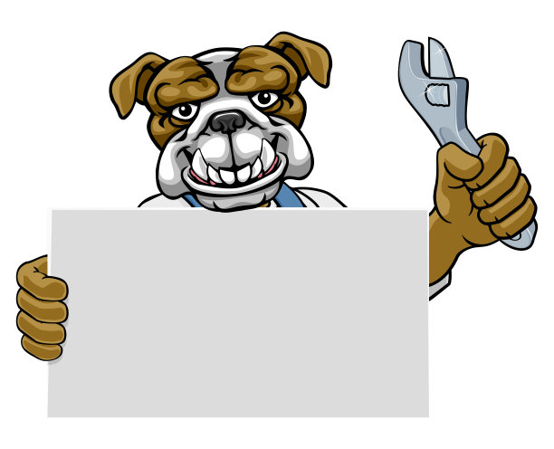 牛头犬机械师水管工扳手扳手杂工图片下载