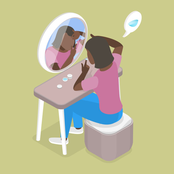 隐形眼镜的三维等距平面矢量概念插图图片下载