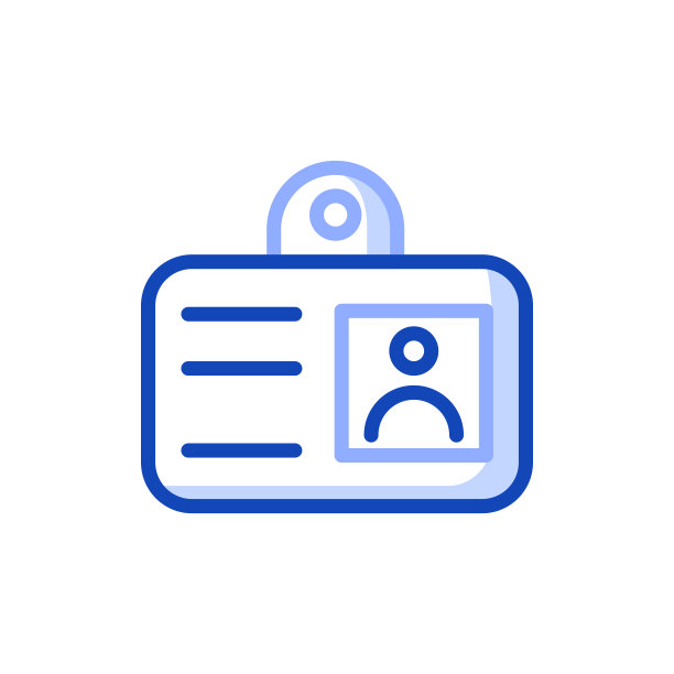 矢量轮廓图标描绘一个徽章或通过一个学童，学生，办公室工作人员。带有填写个人信息和照片字段的徽章。图片下载