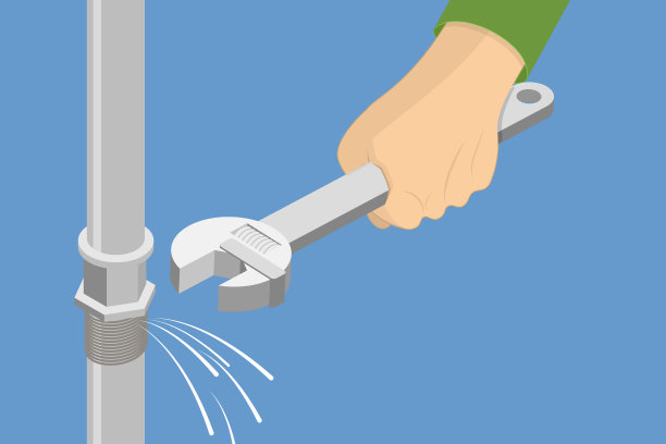 专业水管工的三维等距平面矢量插图图片下载