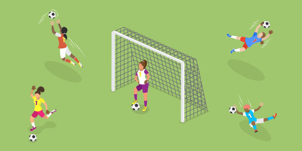 女性足球人物的三维等距平面矢量集图片下载
