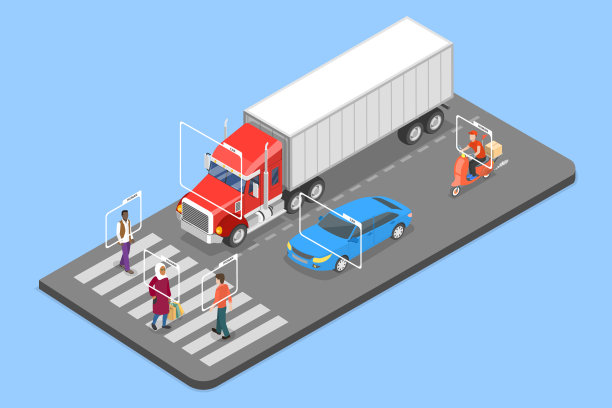 车辆识别的三维等距平面矢量图图片下载