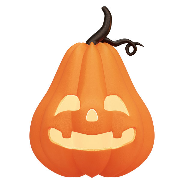 南瓜微笑的性格和设计雕刻元素装饰万圣节与杰克O灯笼的概念。图片下载